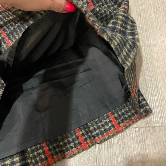 Coach Wrap Wool and Leather Tartan Mini Skirt - Black, Tan and Red - Picture 4 of 10